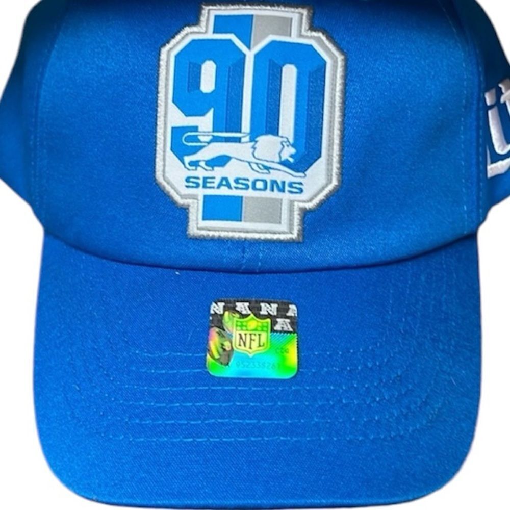 Collectable RARE 90th Season NFL Detroit Lions‎ Hat; velcro adjustable.
